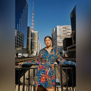 Farm Rio Folk Party Belted Romper